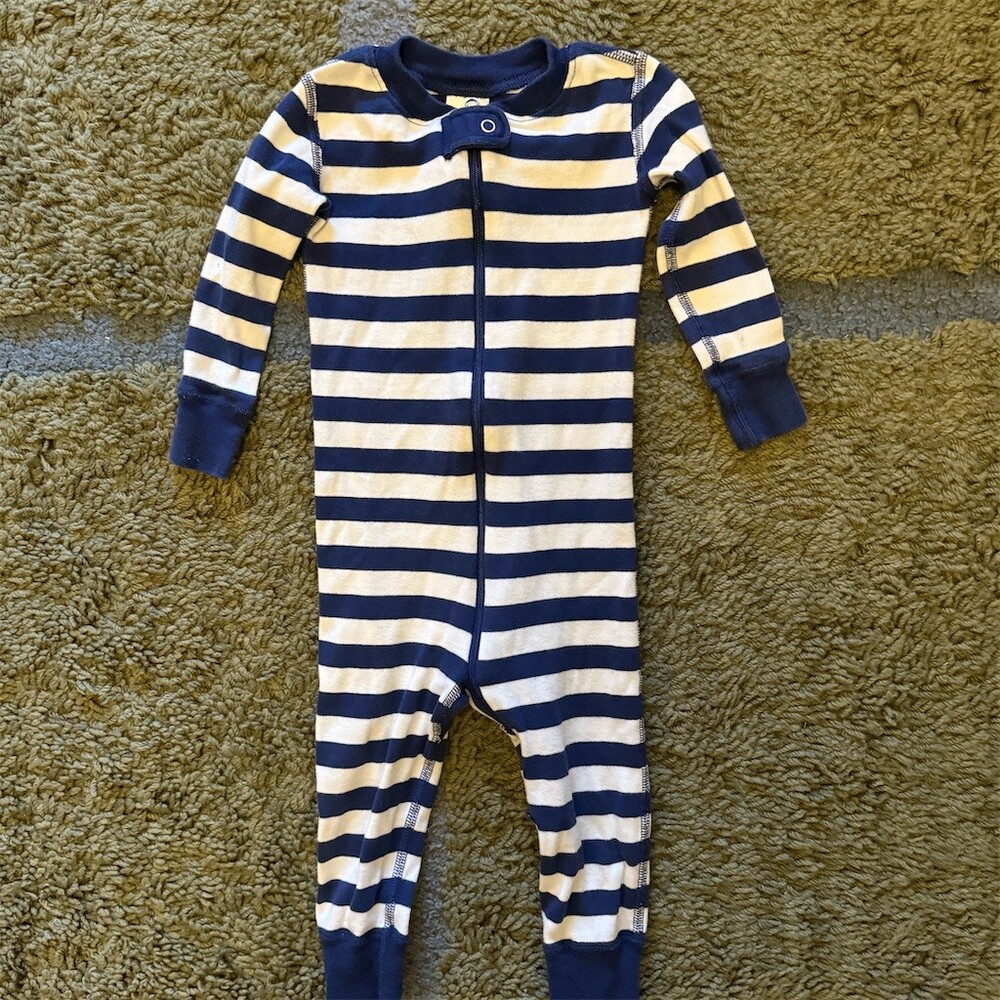 Hanna Andersson HannaJams Sleeper Pajamas Unisex 18-24M Navy Stripe